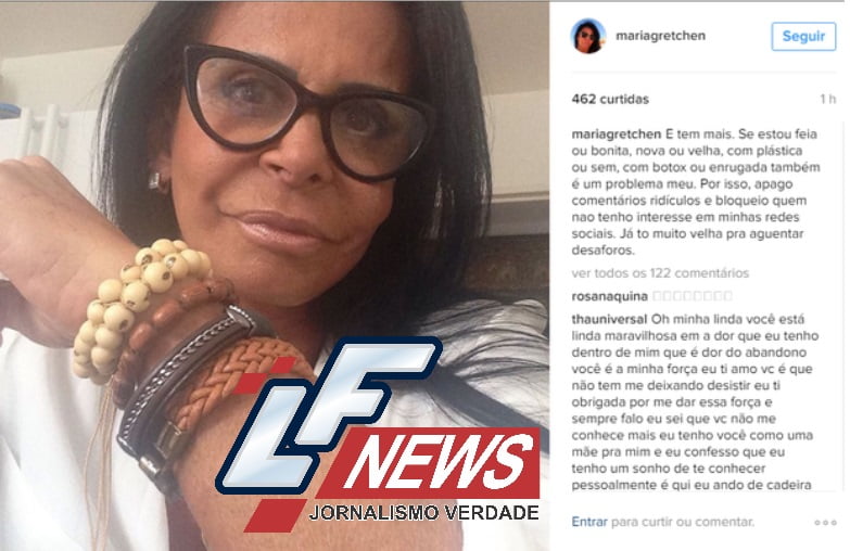  Cantora Gretchen não aguenta desaforos dos internautas e desabafa