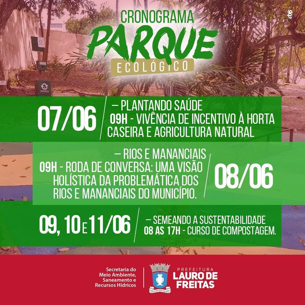  Confira a programação para este final de semana do Parque Ecológico de Lauro de Freitas 