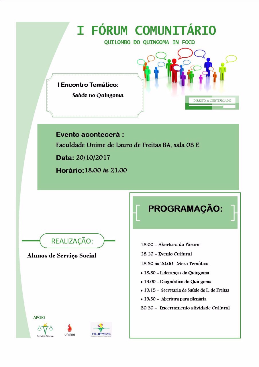  I Fórum Comunitário sobre Comunidades Vulneráveis de Lauro de Freitas: Quilombo do Quingoma em foco