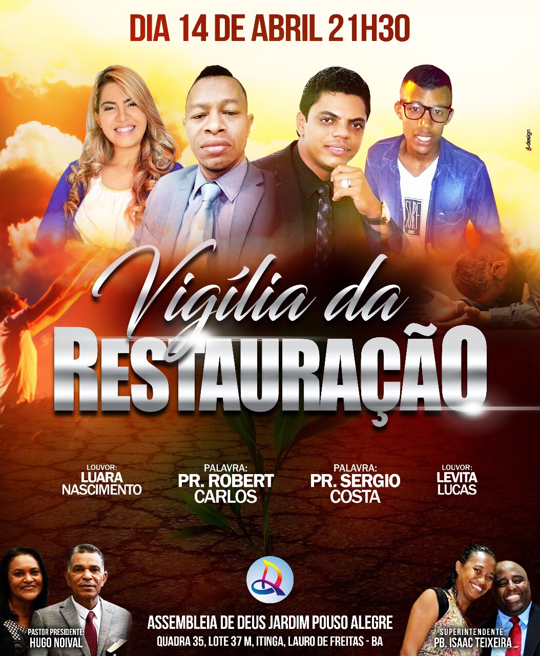 Vigília da Restauração acontece neste sábado (14), na Igreja Assembleia de Deus do Jardim Pouso Alegre