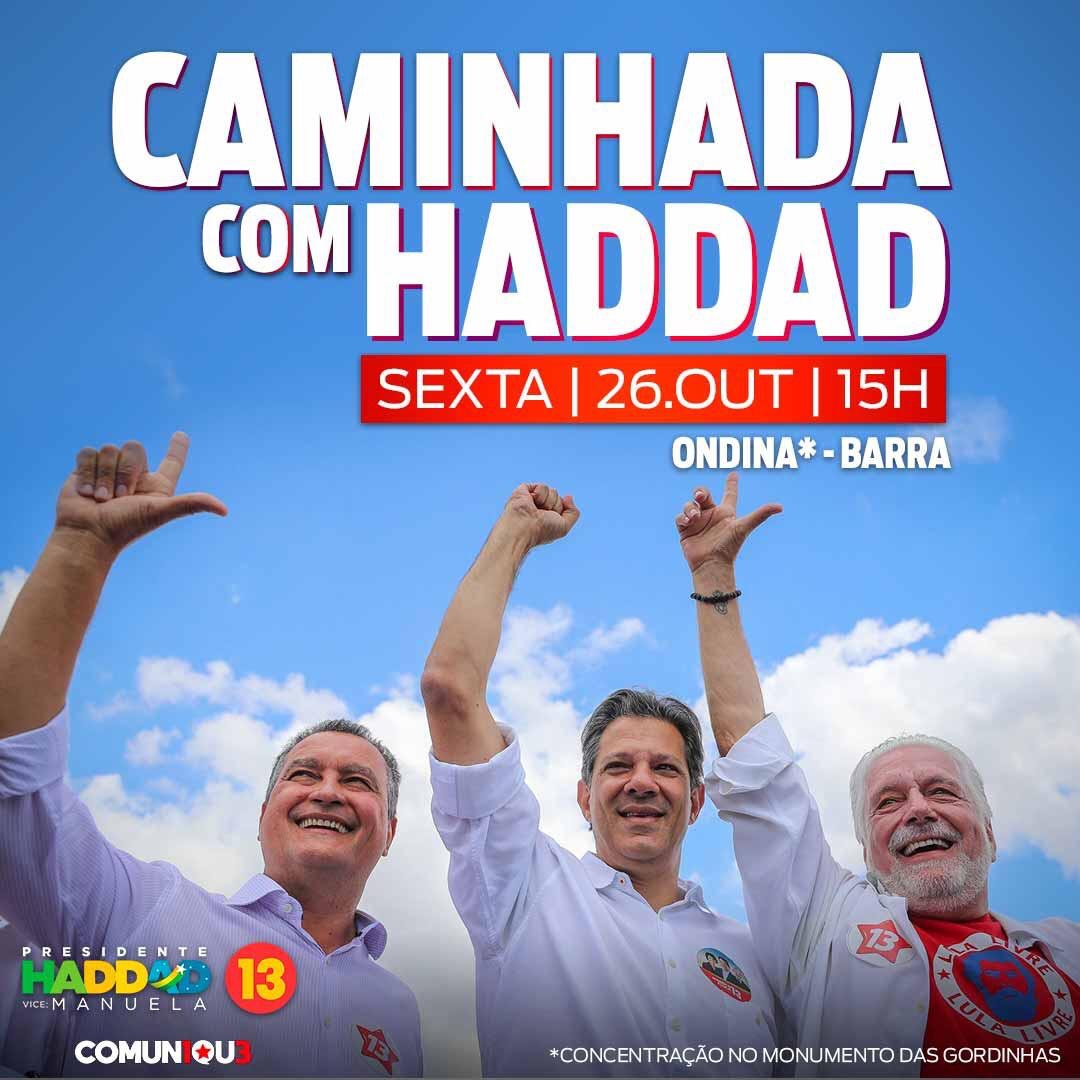  Rui participa de caminhada com Haddad em Salvador nesta sexta