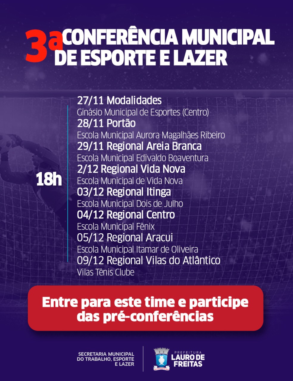 Prefeitura de Lauro de Freitas realiza 3ª Conferência Municipal de Esporte e Lazer