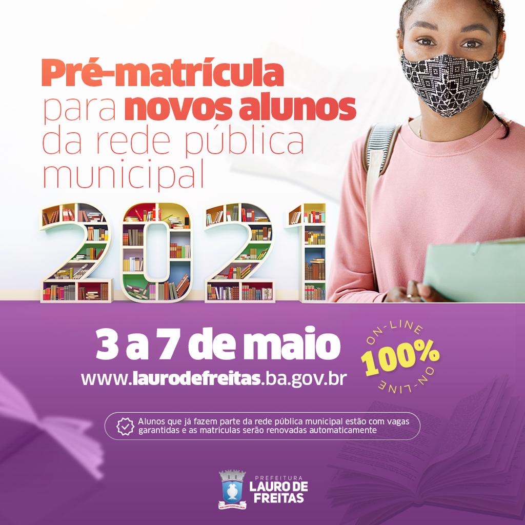  Alunos novos: pré-matrícula na rede municipal de Lauro de Freitas será de 3 a 7 de maio