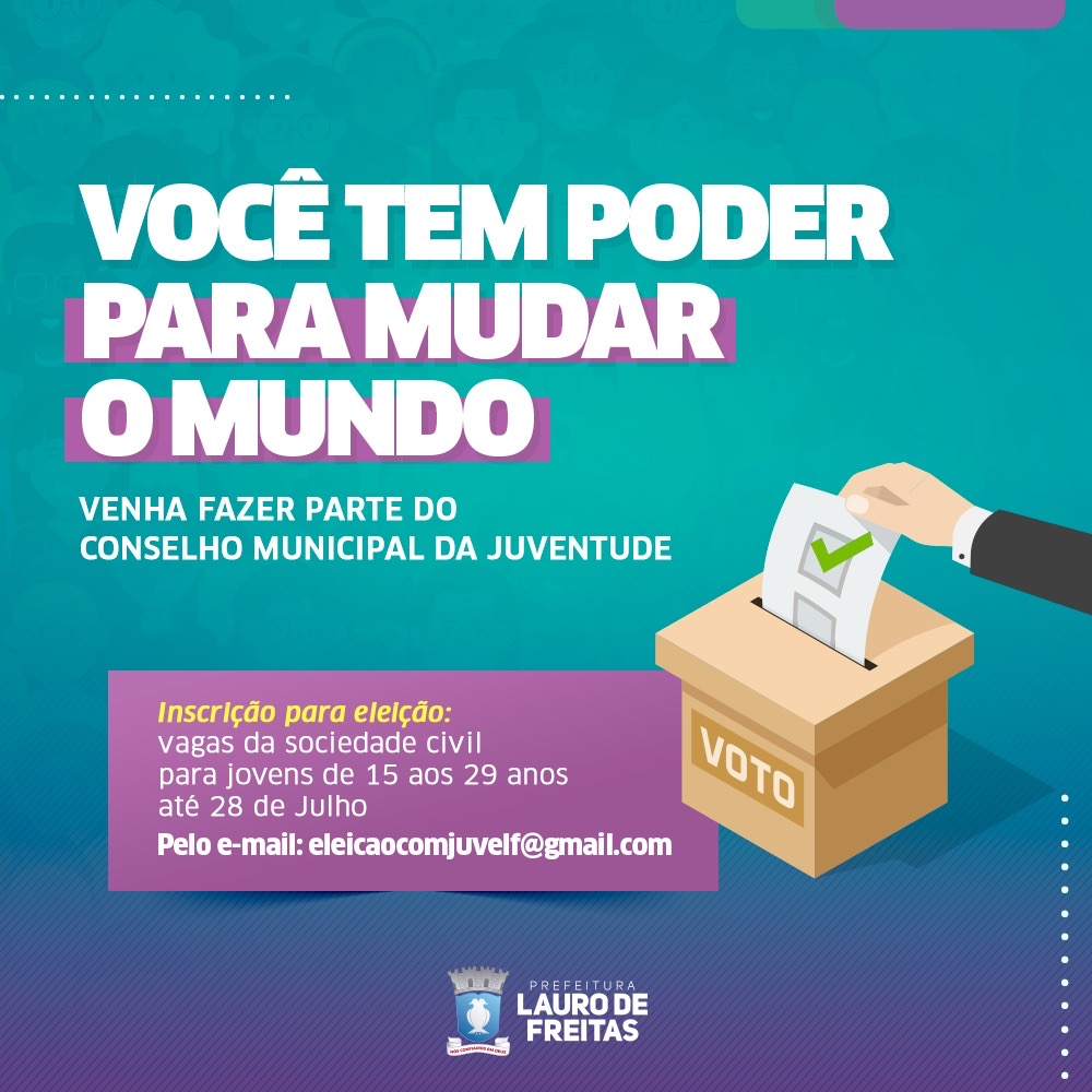  Conselho Município da Juventude abre inscrição para nova composição em Lauro de Freitas