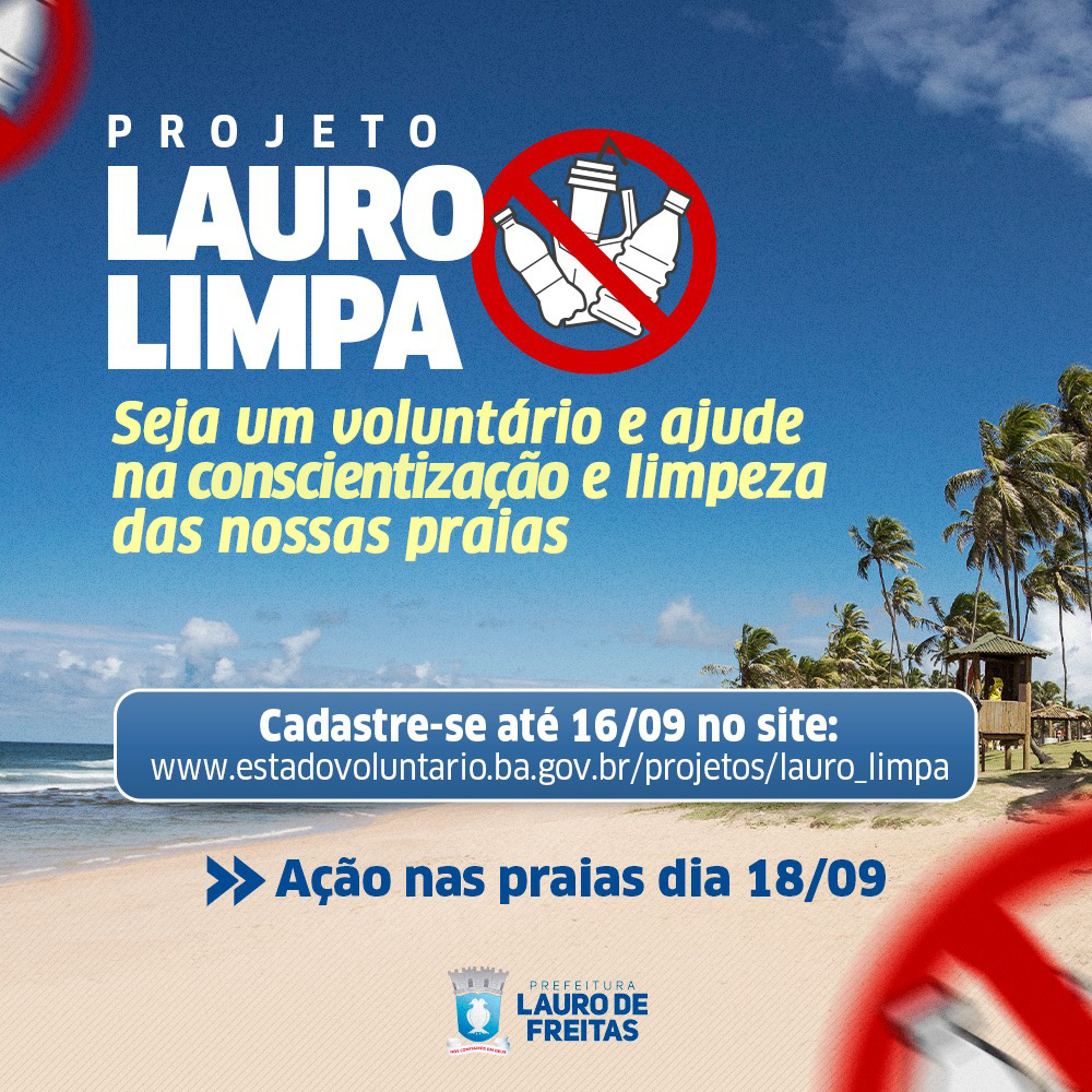  Projeto ‘Lauro Limpa’ mobiliza voluntários para limpeza das praias neste sábado (18)