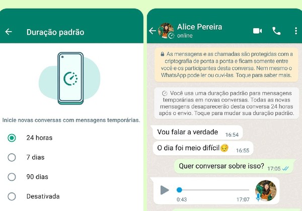  WhatsApp permite passa a permitir mensagens temporárias como padrão
