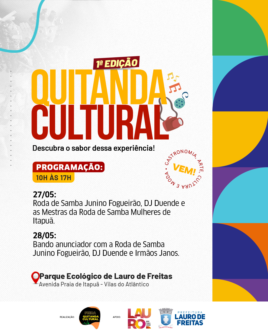  Feira Quitanda Cultural: Parque Ecológico de Lauro de Freitas sedia evento sábado (27) e domingo (28)