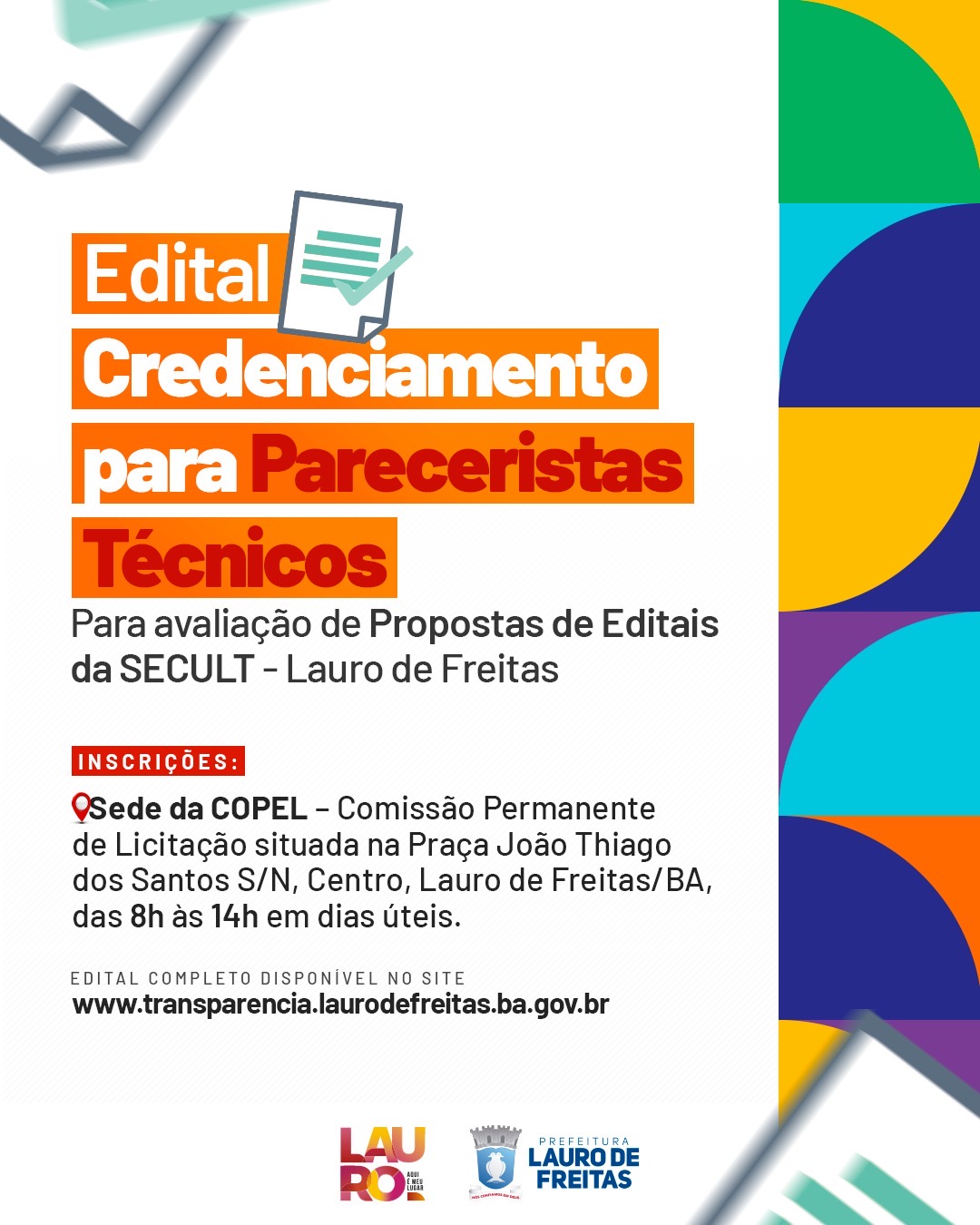  Secult Lauro de Freitas abre credenciamento para Parecer Técnico em projetos culturais