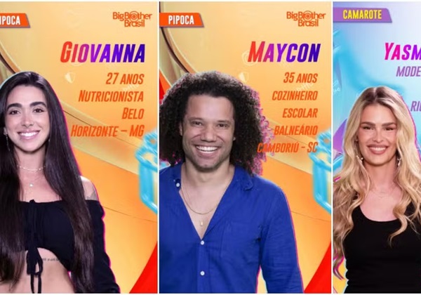  BBB24: Maycon, Giovanna e Yasmin Brunet estão no 1º paredão da edição