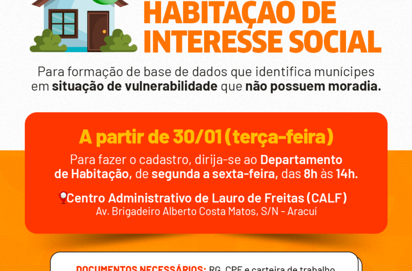  Sedur Lauro de Freitas reabre cadastro habitacional na próxima terça-feira (30)