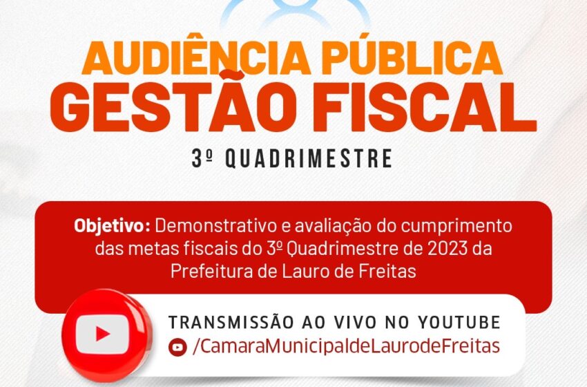  Prefeitura apresenta relatório de gestão fiscal do 3º quadrimestre de 2023 em audiência pública na próxima terça (27)