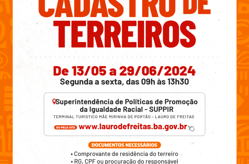  Prefeitura de Lauro de Freitas inicia cadastramento dos terreiros na próxima segunda-feira (13)