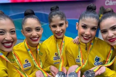  Equipe brasileira de ginástica rítmica conquista prata em etapa da Copa do Mundo em Portugal