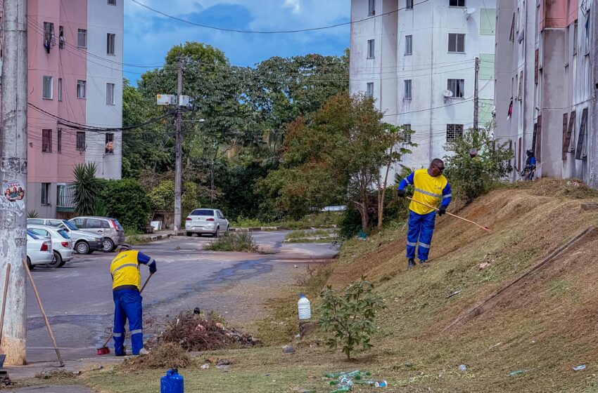 Jambeiro recebe ações de roçagem, varrição e pintura em mutirão da Prefeitura