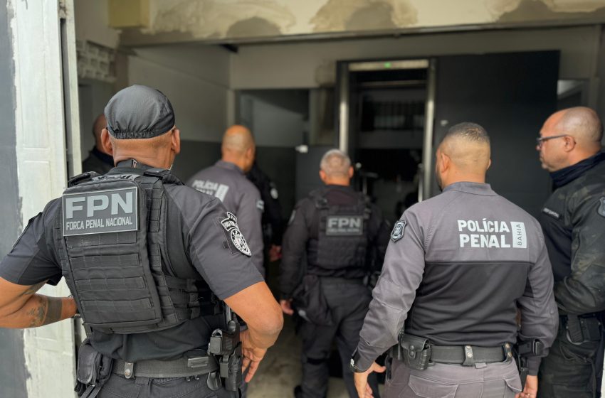 Força Penal Nacional reforça segurança e vistoria Conjunto Penal de Eunápolis