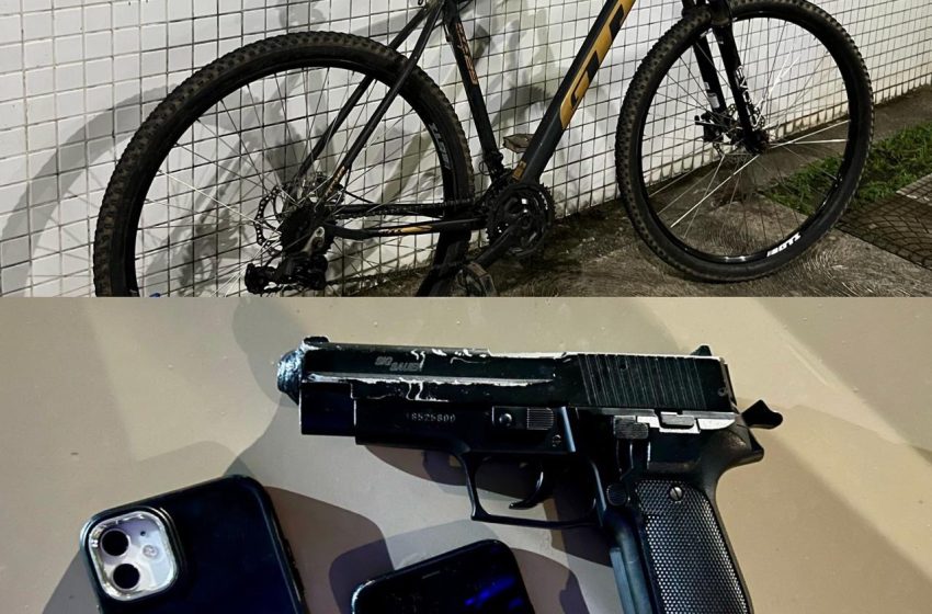 Assaltante de bicicletas esportivas é preso com simulacro de arma na Paralela
