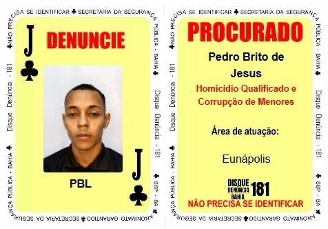 Traficante autor de homicídios no Extremo Sul é o novo Valete de Paus do Baralho do Crime da SSP