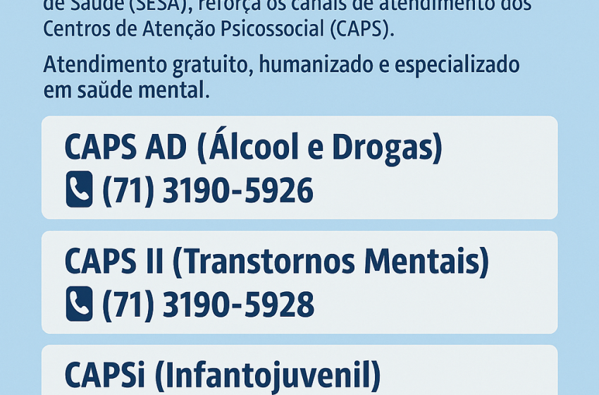 Prefeitura divulga novos canais de atendimento dos CAPS