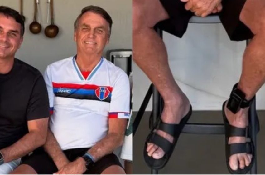 Flávio Bolsonaro publica foto do pai com tornozeleira: “Visitando meu pai em prisão domiciliar”