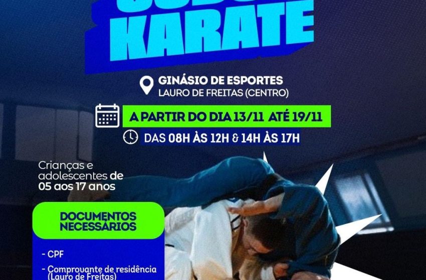  Inscrições para aulas gratuitas de Judô e Karatê começam nesta quinta-feira (13) em Lauro de Freitas