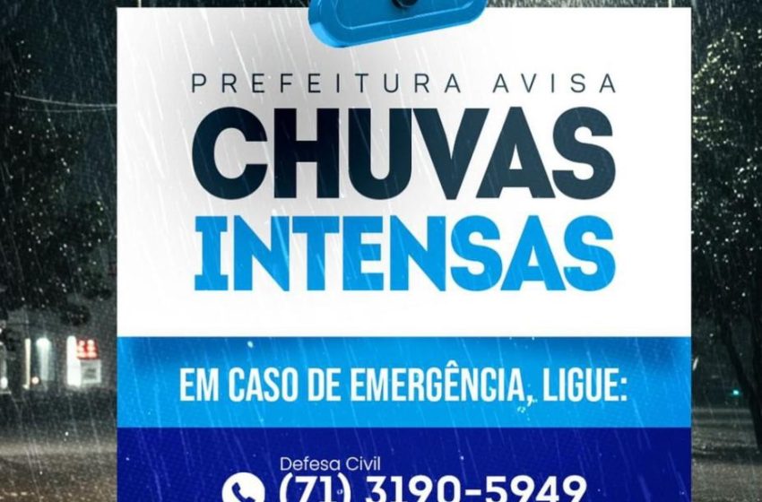  Defesa Civil de Lauro de Freitas mantém vigilância e reforça ações preventivas após alerta de chuvas intensas